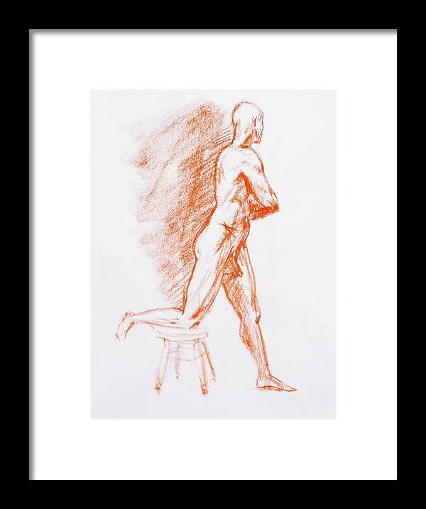 Man Framed Print featuring the drawing Figure Drawing Study III by Irina Sztukowski