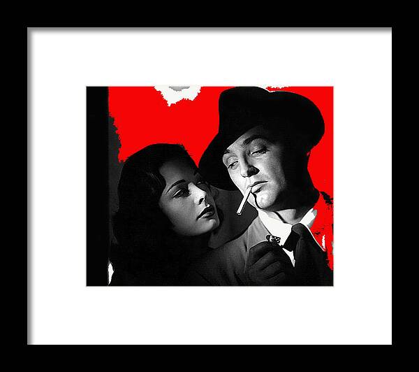 Film Noir Jane Greer Robert Mitchum Out Of The Past 1947 Rko Color Added 2012 Framed Print featuring the photograph Film Noir Jane Greer Robert Mitchum Out Of The Past 1947 Rko Color Added 2012 by David Lee Guss