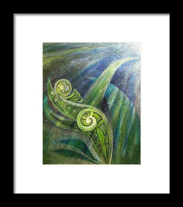 Art Framed Print featuring the painting Filtered Marine Light by Reina Cottier