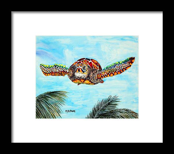 Turtle Framed Print featuring the painting Final Approach by Maria Barry