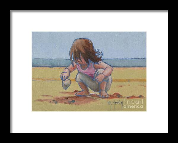 Seashell Framed Print featuring the painting Finding a Shell by Mary Hubley
