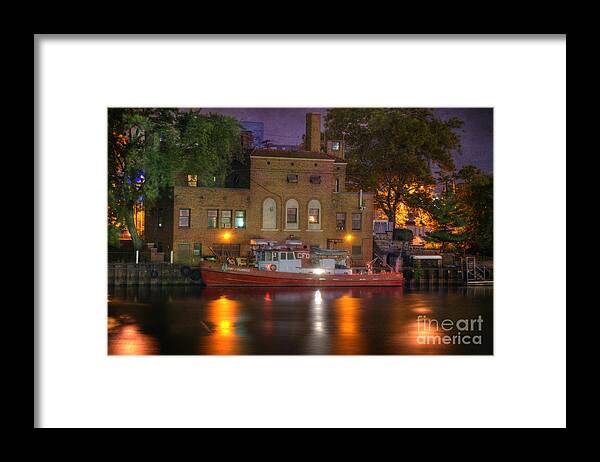 Architecture Framed Print featuring the photograph Fire Boat on Cuyahoga River by Juli Scalzi