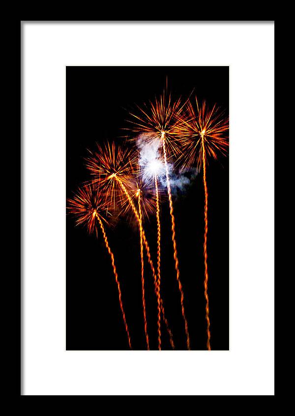 Fireworks Framed Print featuring the photograph Fire Dandelion Bouquet by Weston Westmoreland