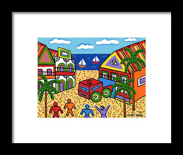 Fire Engine Framed Print featuring the painting Fire Engine - Cedar Key by Mike Segal