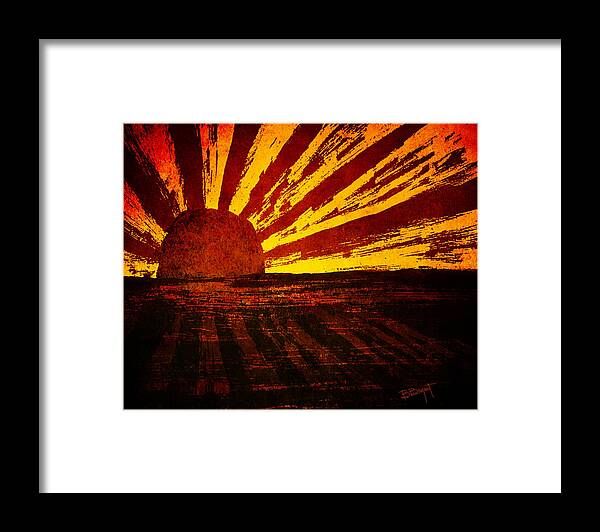 Fire In The Sky Framed Print featuring the painting Fire in the Sky by Brenda Bryant