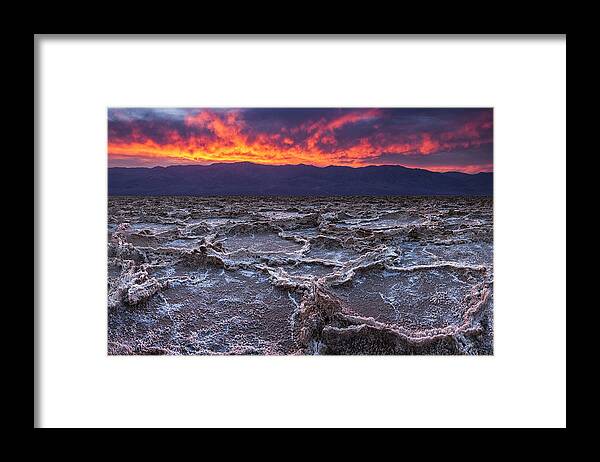 Death Valley Framed Print featuring the photograph Fire over Death Valley by Andrew Soundarajan