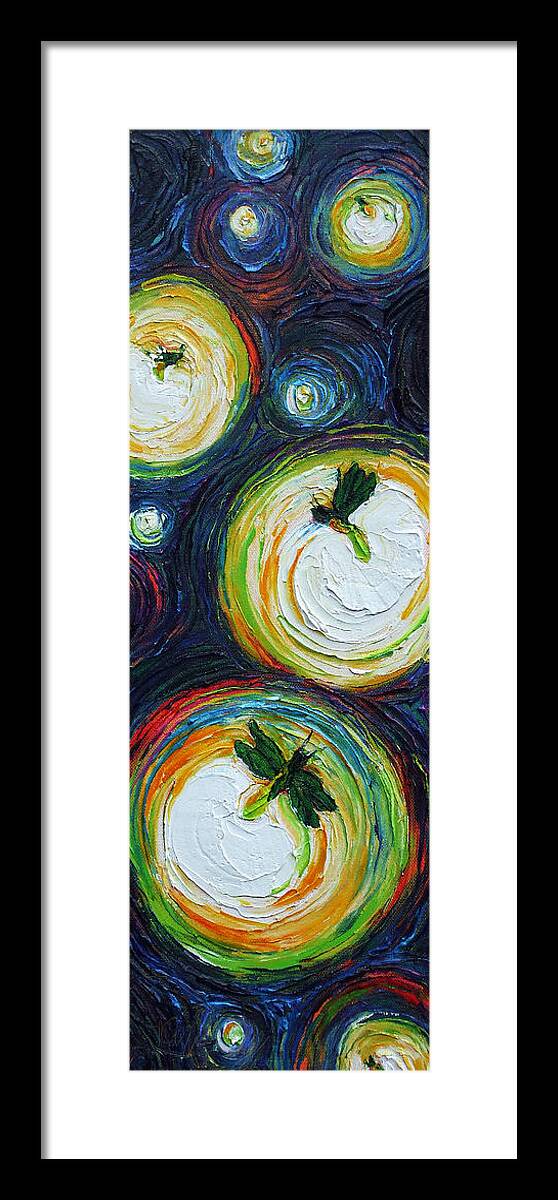 Night Framed Print featuring the painting Fireflies at Night by Paris Wyatt Llanso