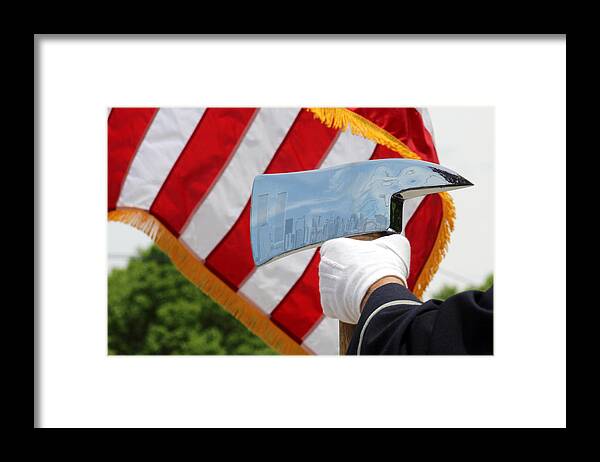 Fireman Framed Print featuring the photograph Firemans Ax - NYC Skyline Photoshopped - New York by Bob Savage