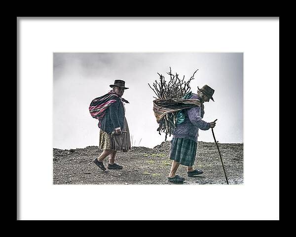 Peru Framed Print featuring the photograph Firewood Gatherers by Tina Manley