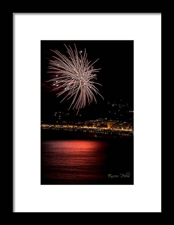 Alassio Framed Print featuring the photograph FIREWORKS ALASSIO 2013 3541 - ph Enrico Pelos by Enrico Pelos