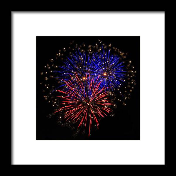 Firework Display Framed Print featuring the photograph Fireworks Display by Michael Lawenko Dela Paz