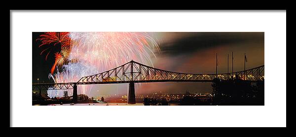 Photography Framed Print featuring the photograph Fireworks Over The Jacques Cartier by Panoramic Images