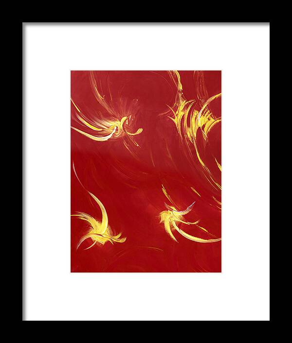 Abstract Framed Print featuring the painting Fireworks by Tamara Nelson