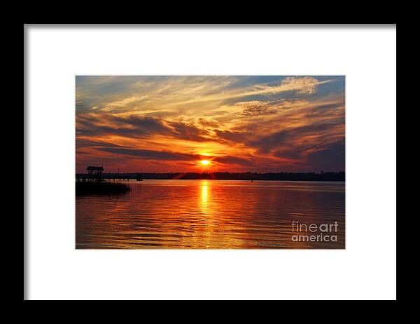Sunset Framed Print featuring the photograph Firey Sunset by Kathy Baccari