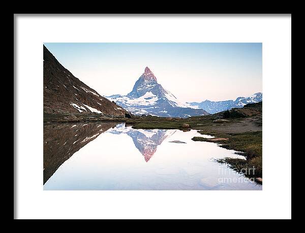 Dawn Framed Print featuring the photograph First light on the Matterhorn by Matteo Colombo