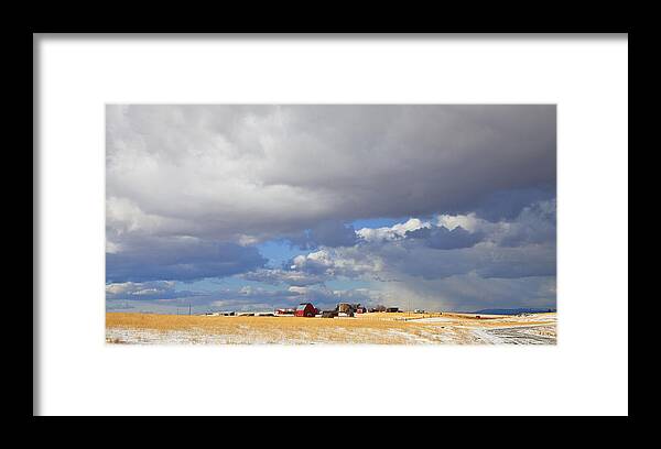 Farm Framed Print featuring the photograph First Snow On Storybook Farm by Theresa Tahara