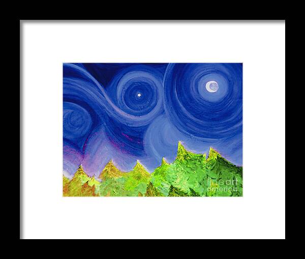 Trees Framed Print featuring the painting First Star by jrr by First Star Art
