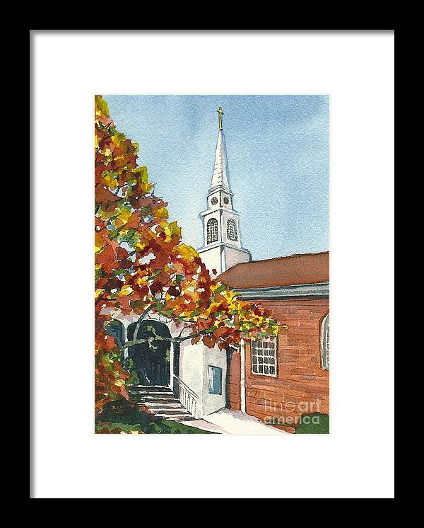 Church Framed Print featuring the painting First United Methodist Church Westborough MA by Lynn Babineau