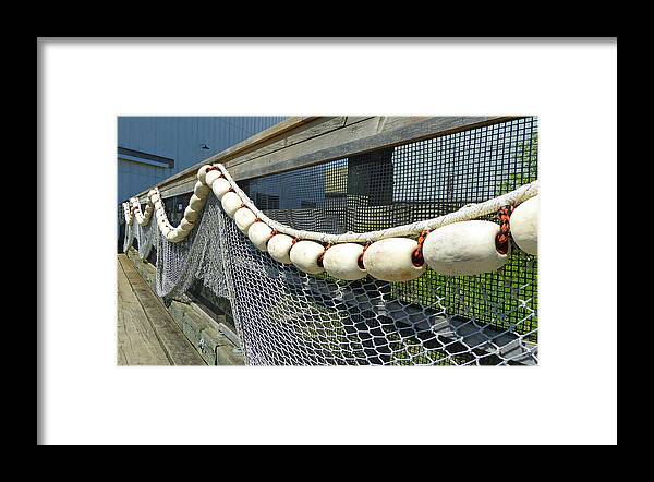 Shipyard Framed Print featuring the photograph Fish Net Walkway 1 by Laurie Tsemak