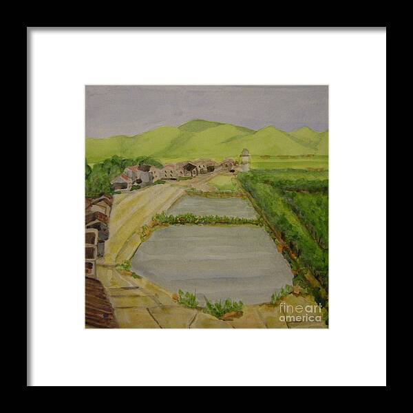 China Framed Print featuring the painting Fish Ponds by Lilibeth Andre
