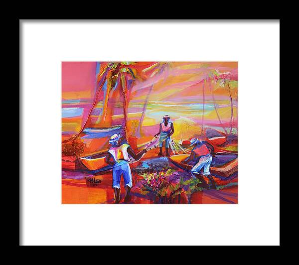 Abstract Framed Print featuring the painting Fishers of Men II by Cynthia McLean