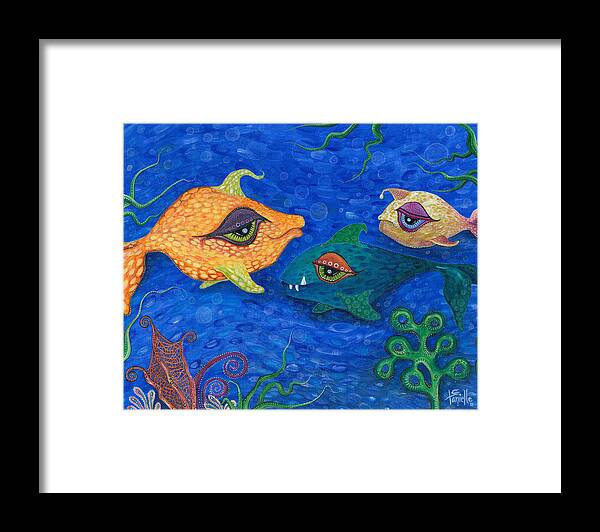 Fish Framed Print featuring the painting Fishin' for Smiles by Tanielle Childers