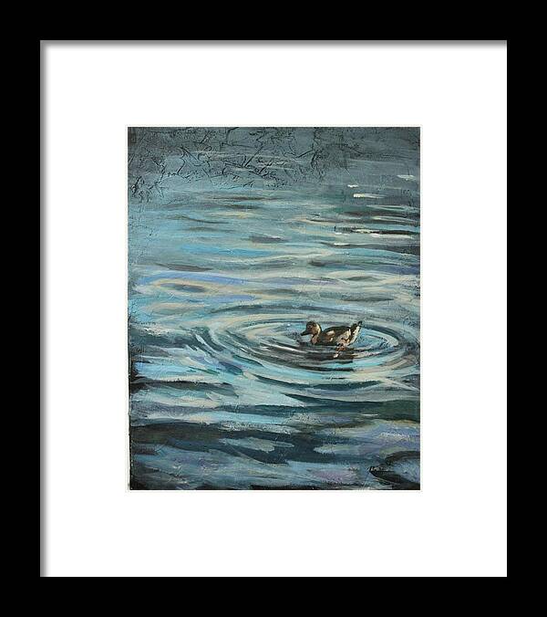 Duck Framed Print featuring the painting Fishin' by Susan Bradbury