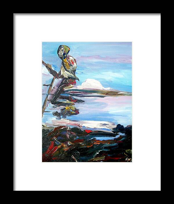 Seascape Framed Print featuring the painting Fishing day by Ray Khalife
