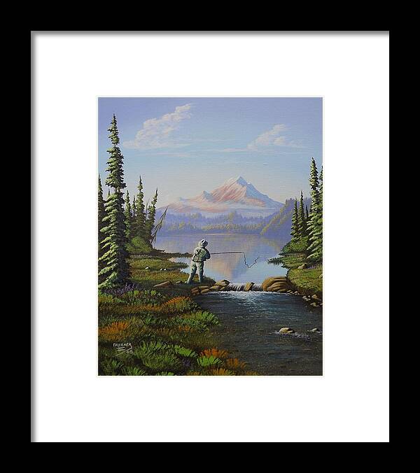 Fishing Framed Print featuring the painting Fishing the High Lakes by Richard Faulkner