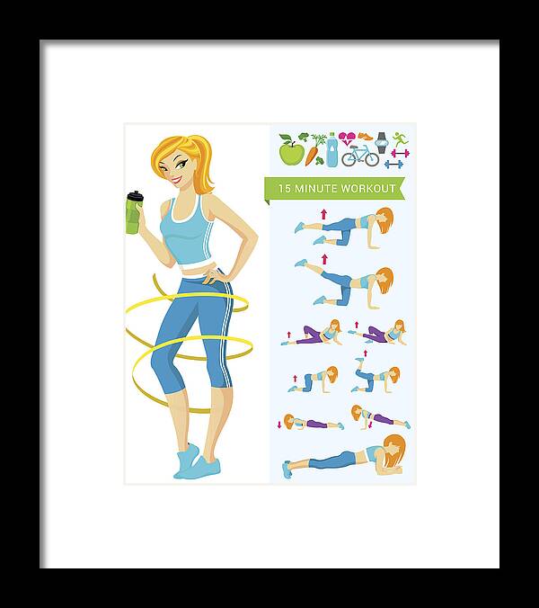 People Framed Print featuring the drawing Fitness Workout by Artvea