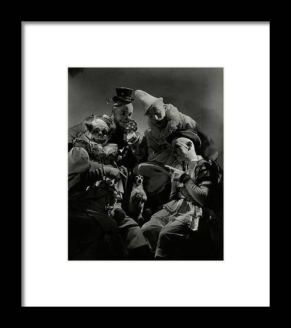 Costume Framed Print featuring the photograph Five Circus Clowns by Lusha Nelson