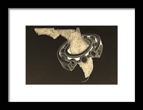 Florida Logo Framed Print featuring the photograph Fla Sprocket Sepia by Rob Hans