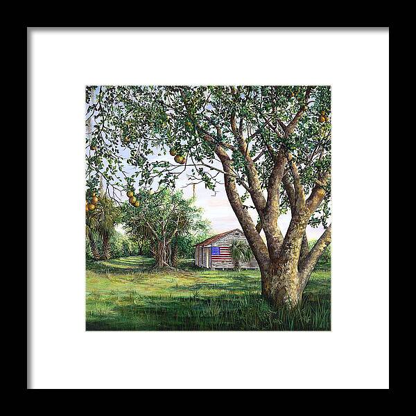American Flag Framed Print featuring the painting Flag House by AnnaJo Vahle