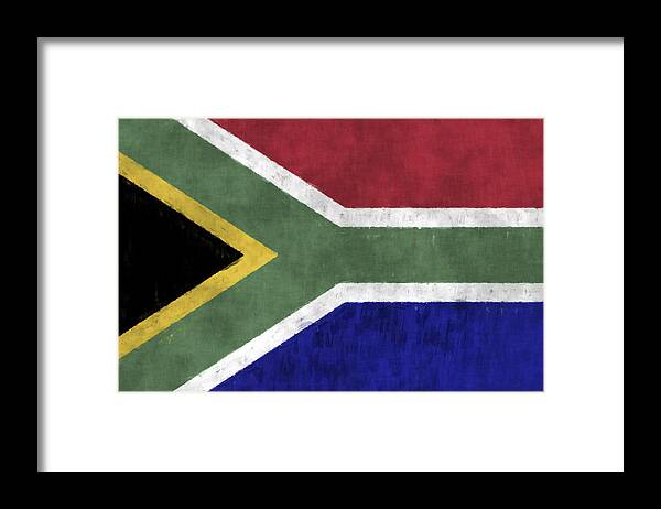 Africa Framed Print featuring the digital art Flag of South Africa by World Art Prints And Designs