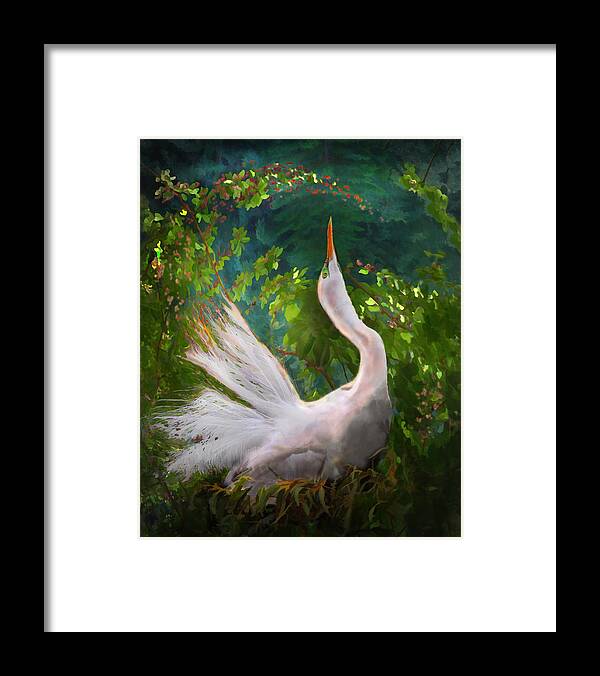 Egret Framed Print featuring the photograph Flamboyant Egret by Melinda Hughes-Berland