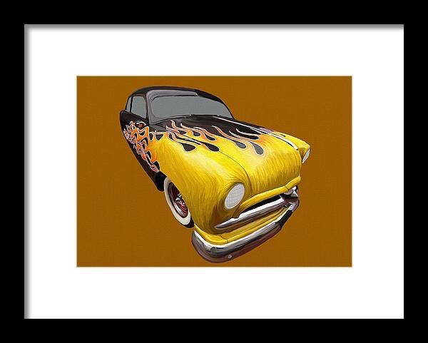 Flame Framed Print featuring the painting Flame Car by Prince Andre Faubert