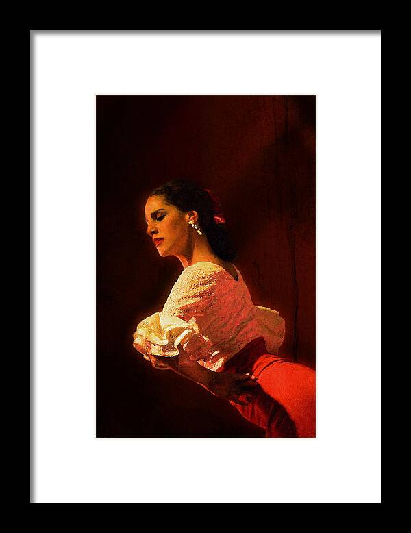 Flamenco Dancer 18 Framed Print featuring the digital art Flamenco Dancer 18 by Mary Machare