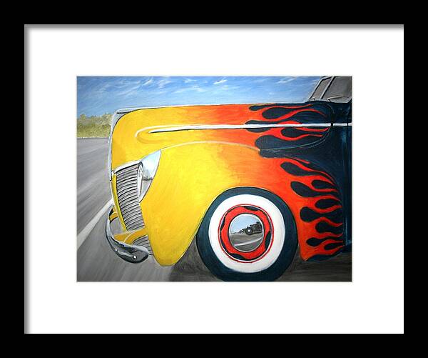 Transportation Framed Print featuring the painting Flames by Stacy C Bottoms
