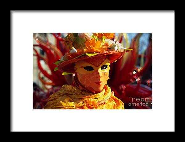 Venezia Framed Print featuring the photograph Flaming mask by Riccardo Mottola