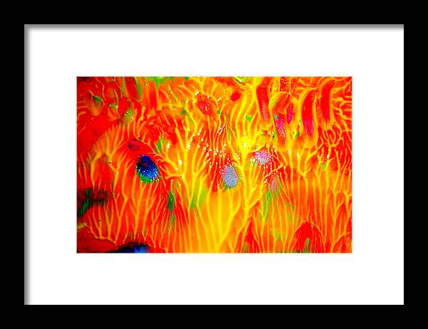 Yellow Framed Print featuring the painting Flaming Textures by Leigh Odom