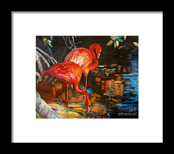 Flamingo Framed Print featuring the painting Flamingo by Jenny Lee