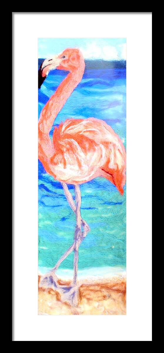 Needle Framed Print featuring the painting Flamingo by Kyla Corbett