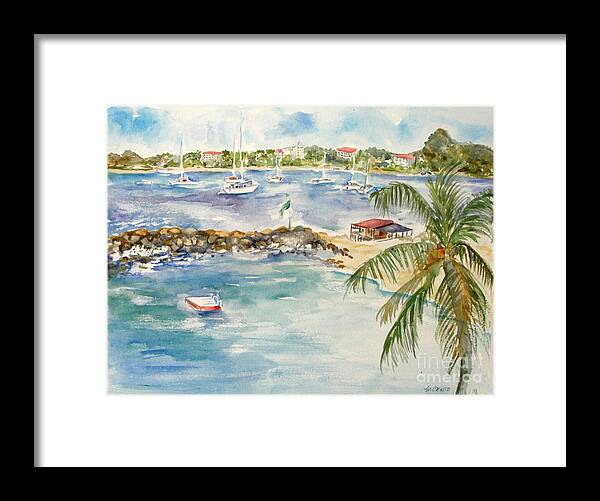 Seascape Framed Print featuring the painting Flamingo View by Mafalda Cento