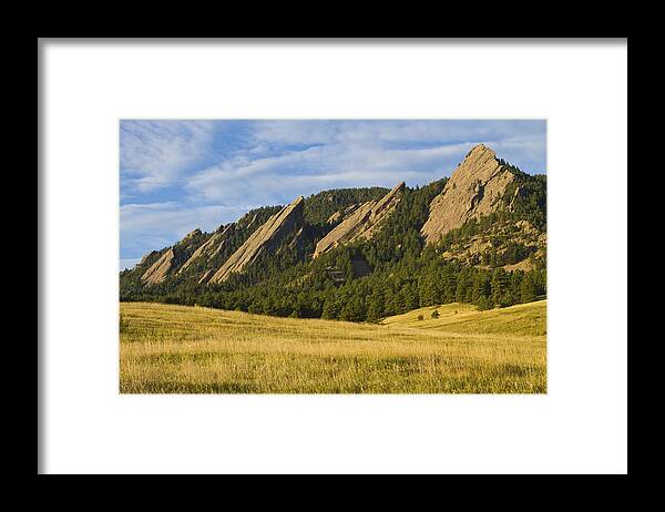 Boulder Photos Framed Print featuring the photograph Flatiron Morning Light Boulder Colorado by James BO Insogna