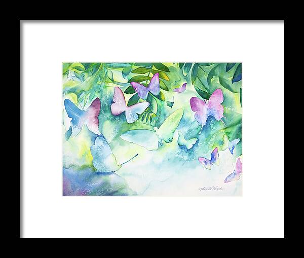 Butterfly Framed Print featuring the painting Flight of the Butterflies by Michelle Constantine