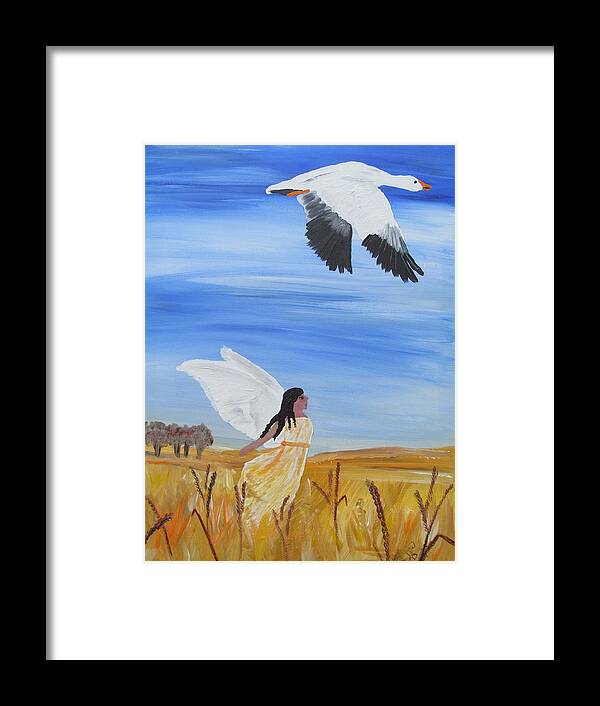 Snow Goose Framed Print featuring the painting Flight by Susan Voidets