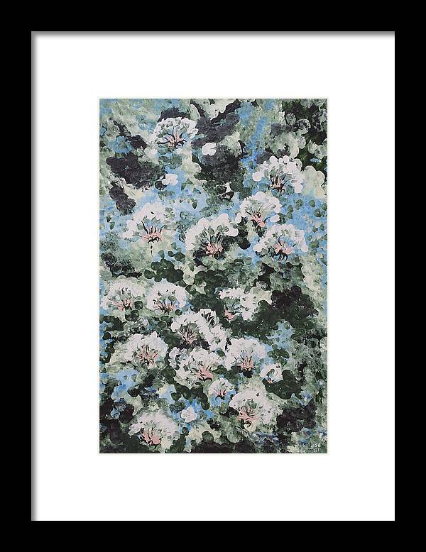 Abstract Framed Print featuring the painting Floating Flower Fantasy by Gladys Berchtold