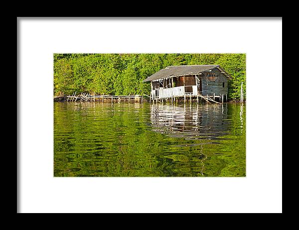 Reflection Framed Print featuring the photograph Floating Hut by Alexey Stiop