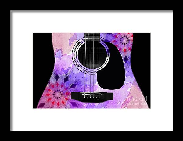 Abstract Framed Print featuring the digital art Floral Abstract Guitar 18 by Andee Design