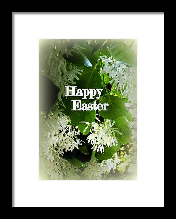 Happy Framed Print featuring the photograph Floral Happy Easter Greeting Card by Carla Parris